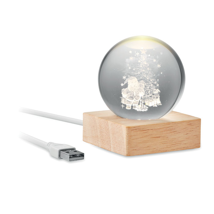 En verre Boule lumineuse avec LED et En bois Base