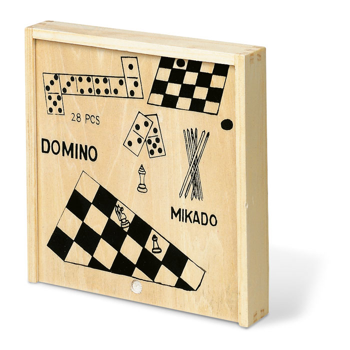 4-in-1 Spelset in Houten Doos
