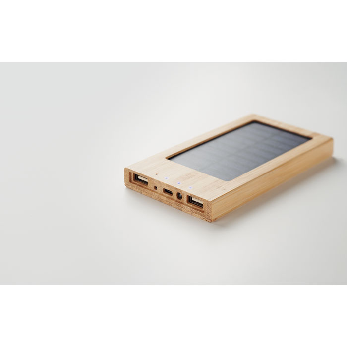 Batterie Externe Bambou 4000 mAh Panneau Solaire à graver