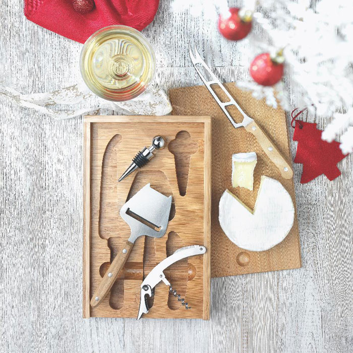 WINE&CHEESE bamboe kaas- en wijnset