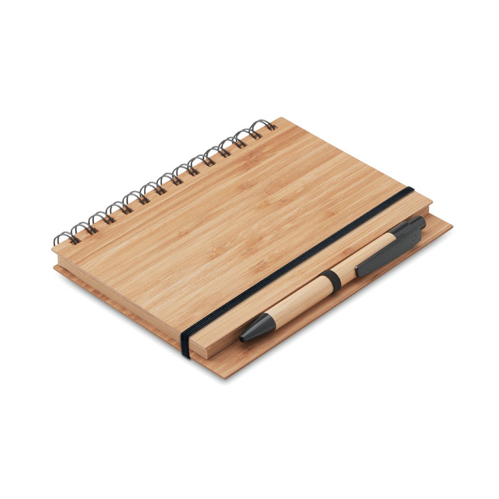 Carnet avec Couverture Bambou et Stylo Bambou à graver
