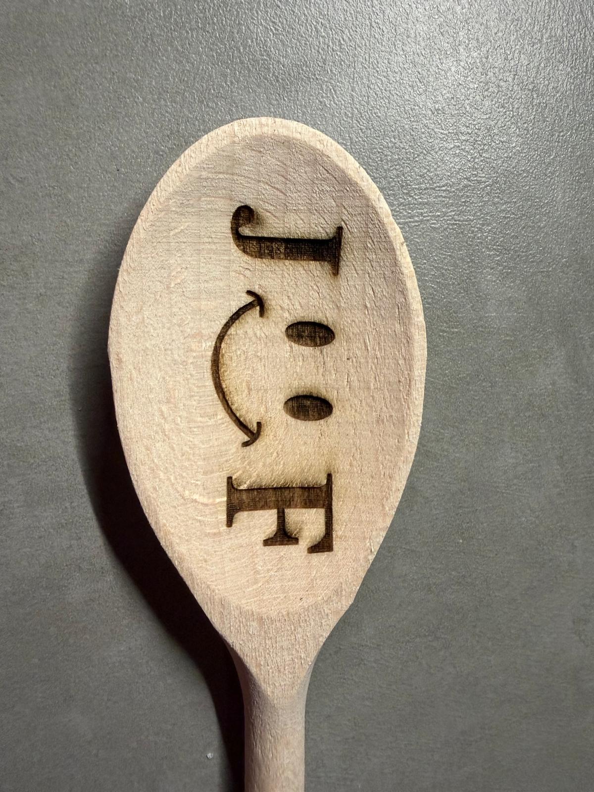 Houten Pollepel JUF met Smiley - Bedankje voor de Juf
