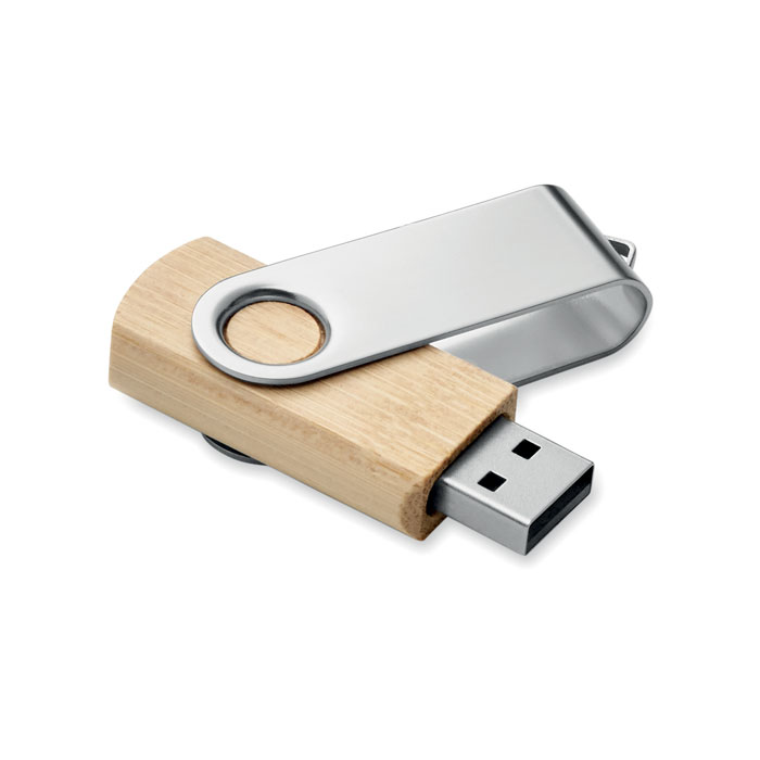 Clé USB en bambou avec clip métallique à graver avec prénom