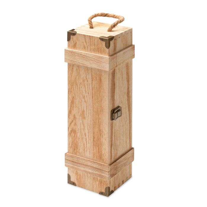 Coffret cadeau à vin en bois avec fermeture métallique à graver avec prénom