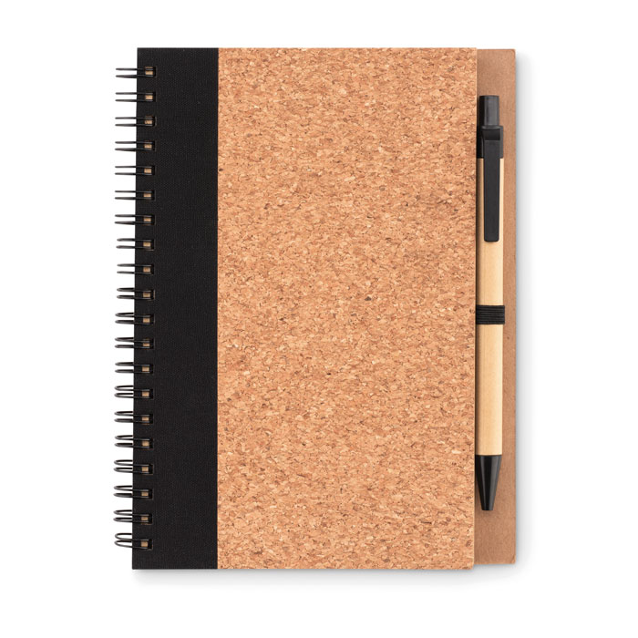 Carnet en liège et papier recyclé avec stylo à graver avec prénom