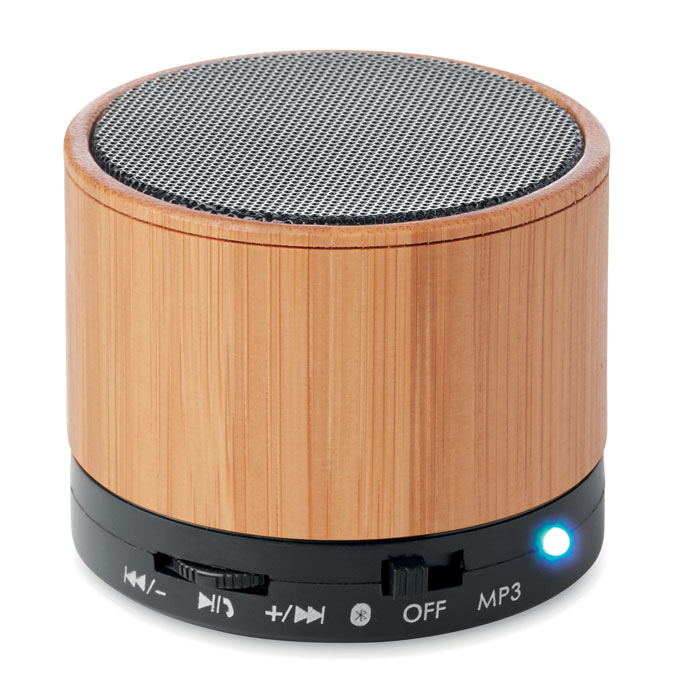 Runder Bambus Wireless Lautsprecher mit Namensgravur
