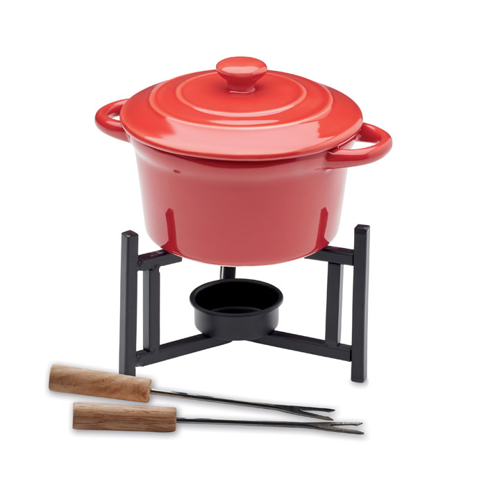Fondueset van Keramiek met Bamboe Handvatten graveren met naam