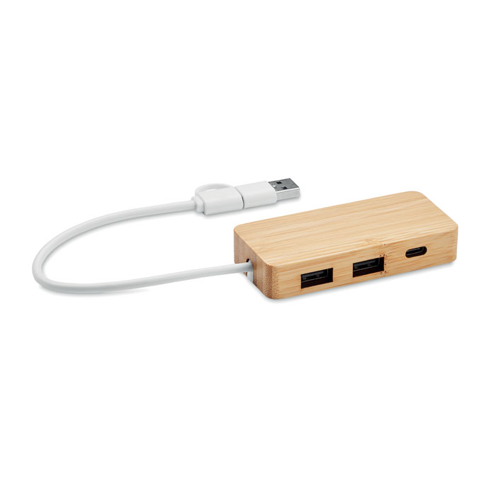 Bambus USB-Hub 3 Ports gravieren