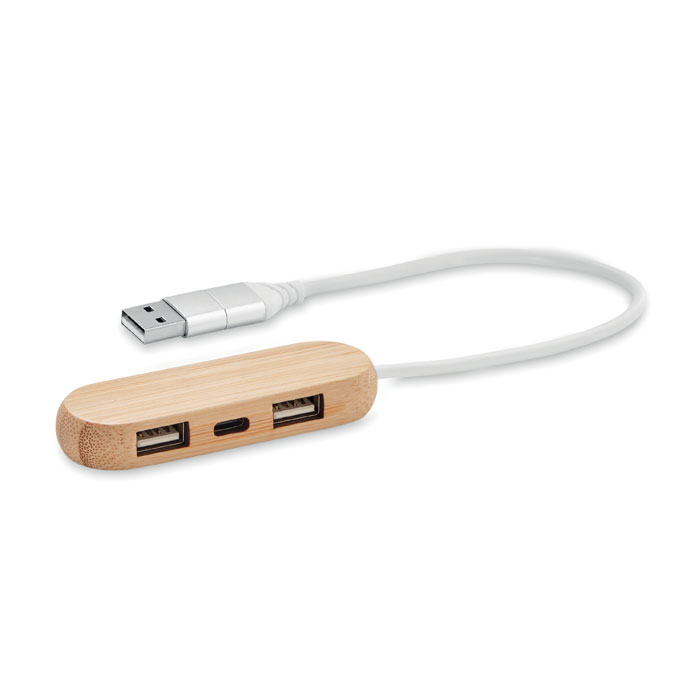 Hub USB 3 Ports Bambou à graver